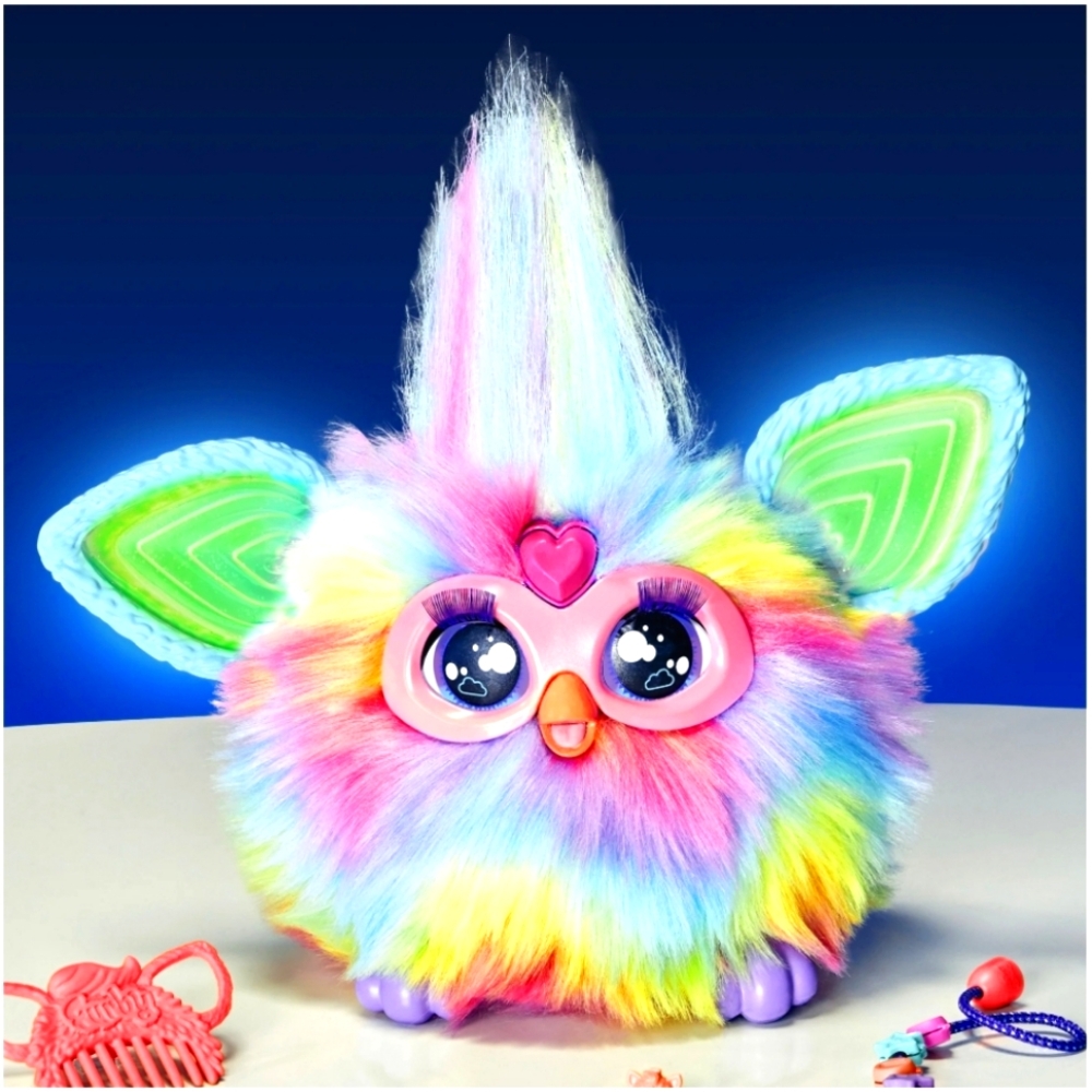 Furby Tie Dye Plush, Voice Activated, 15 Fun Accessories, Interactive - **NWT**